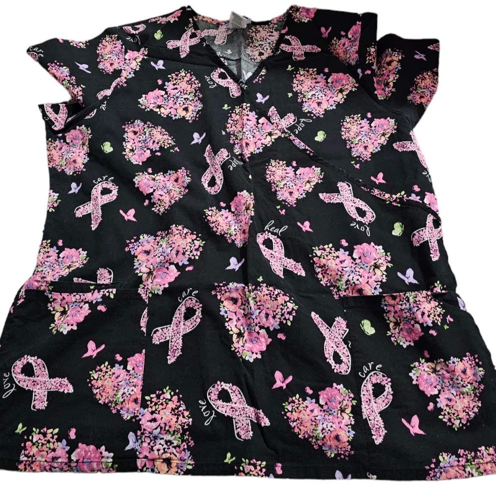 Xl Breast Cancer Support Scrub Top
